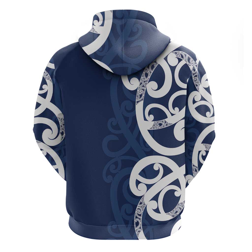 New Zealand Maori Mo Bros Zip Hoodie Blue Ribbon With Koru Kowhaiwhai - Aussie Hoodie