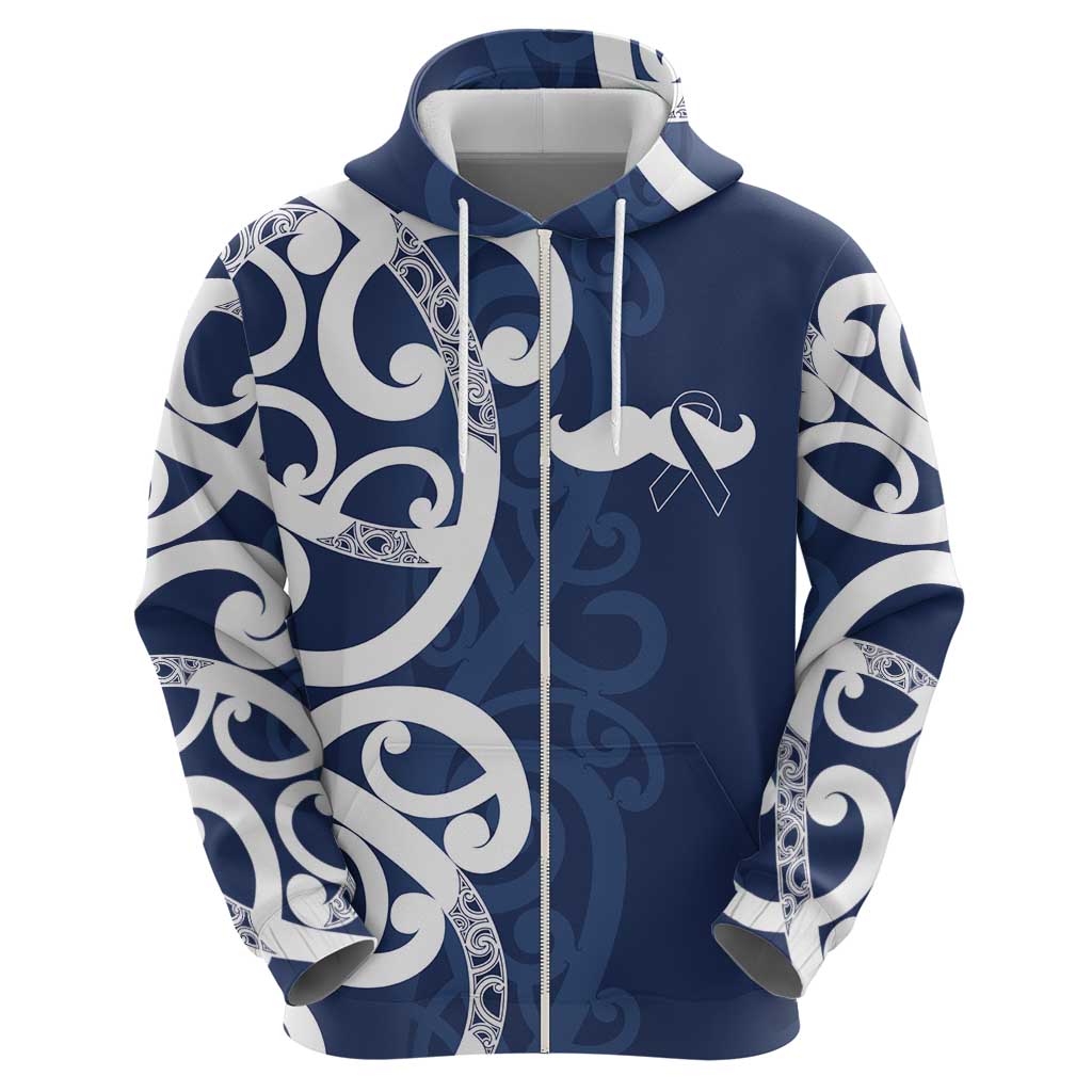 New Zealand Maori Mo Bros Zip Hoodie Blue Ribbon With Koru Kowhaiwhai - Aussie Hoodie