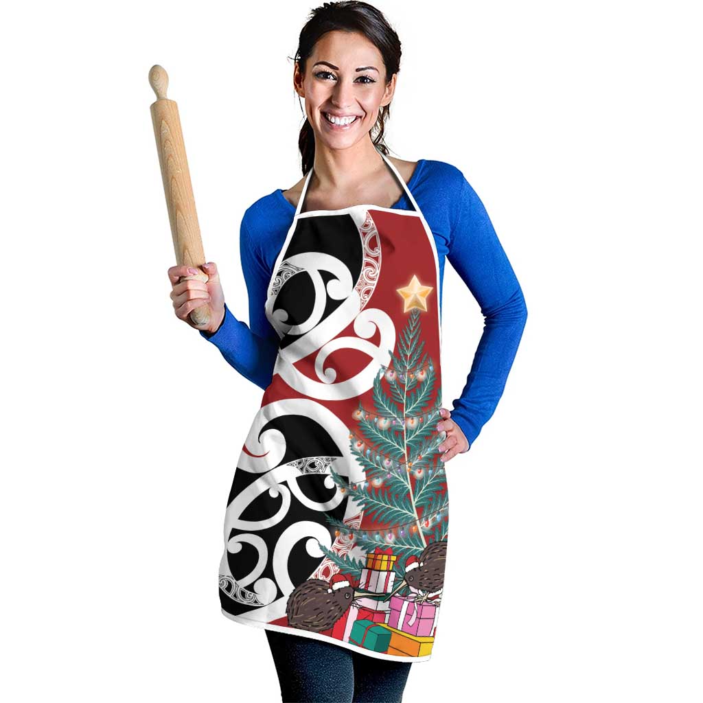 New Zealand Silver Fern Christmas Tree Apron Meri Kirihimete - Aussie Hoodie
