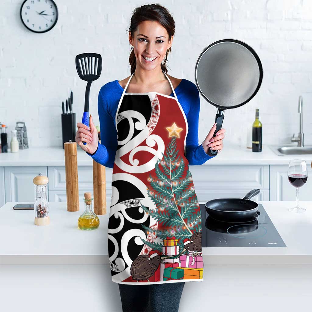 New Zealand Silver Fern Christmas Tree Apron Meri Kirihimete - Aussie Hoodie