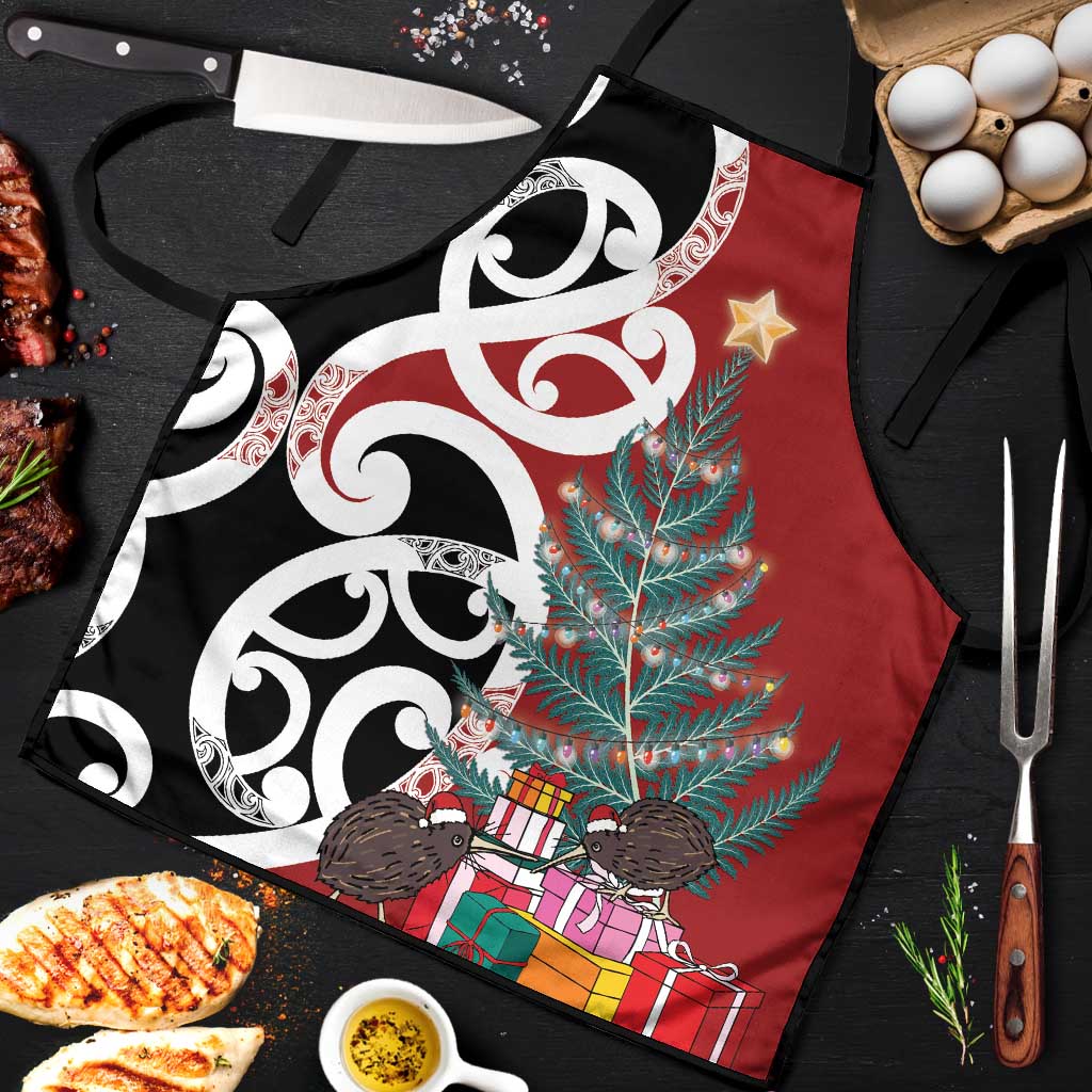 New Zealand Silver Fern Christmas Tree Apron Meri Kirihimete - Aussie Hoodie