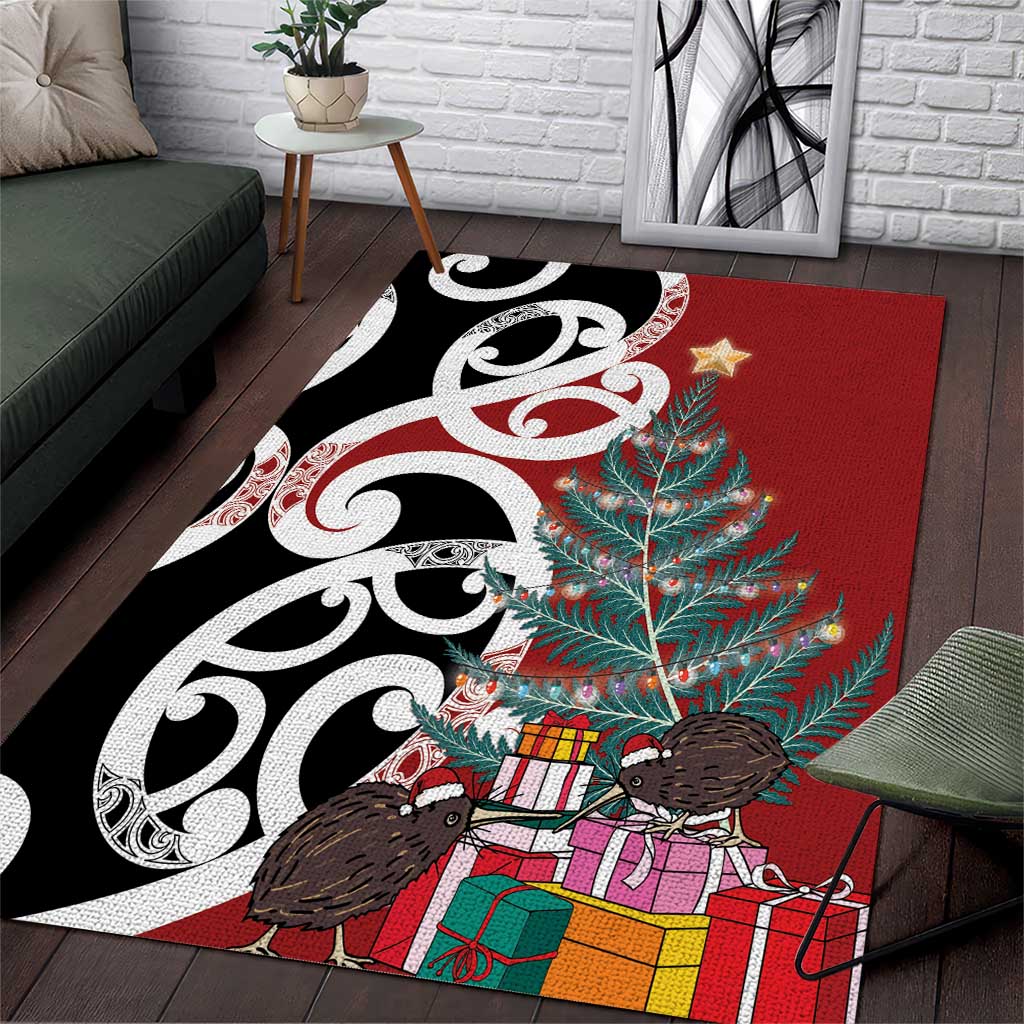 New Zealand Silver Fern Christmas Tree Area Rug Meri Kirihimete - Aussie Hoodie