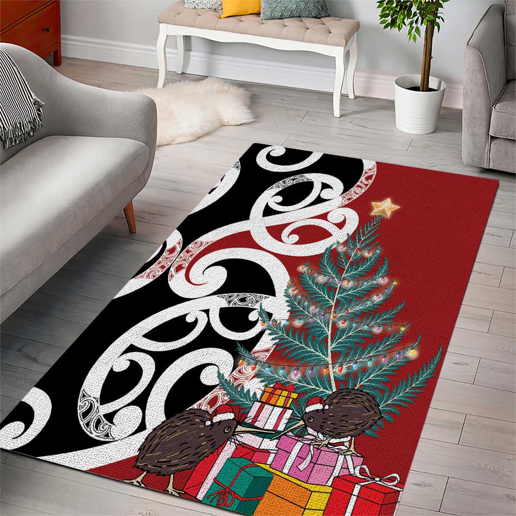 New Zealand Silver Fern Christmas Tree Area Rug Meri Kirihimete - Aussie Hoodie