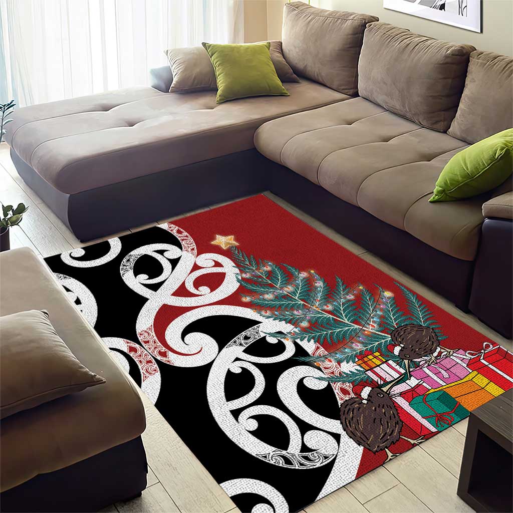 New Zealand Silver Fern Christmas Tree Area Rug Meri Kirihimete - Aussie Hoodie
