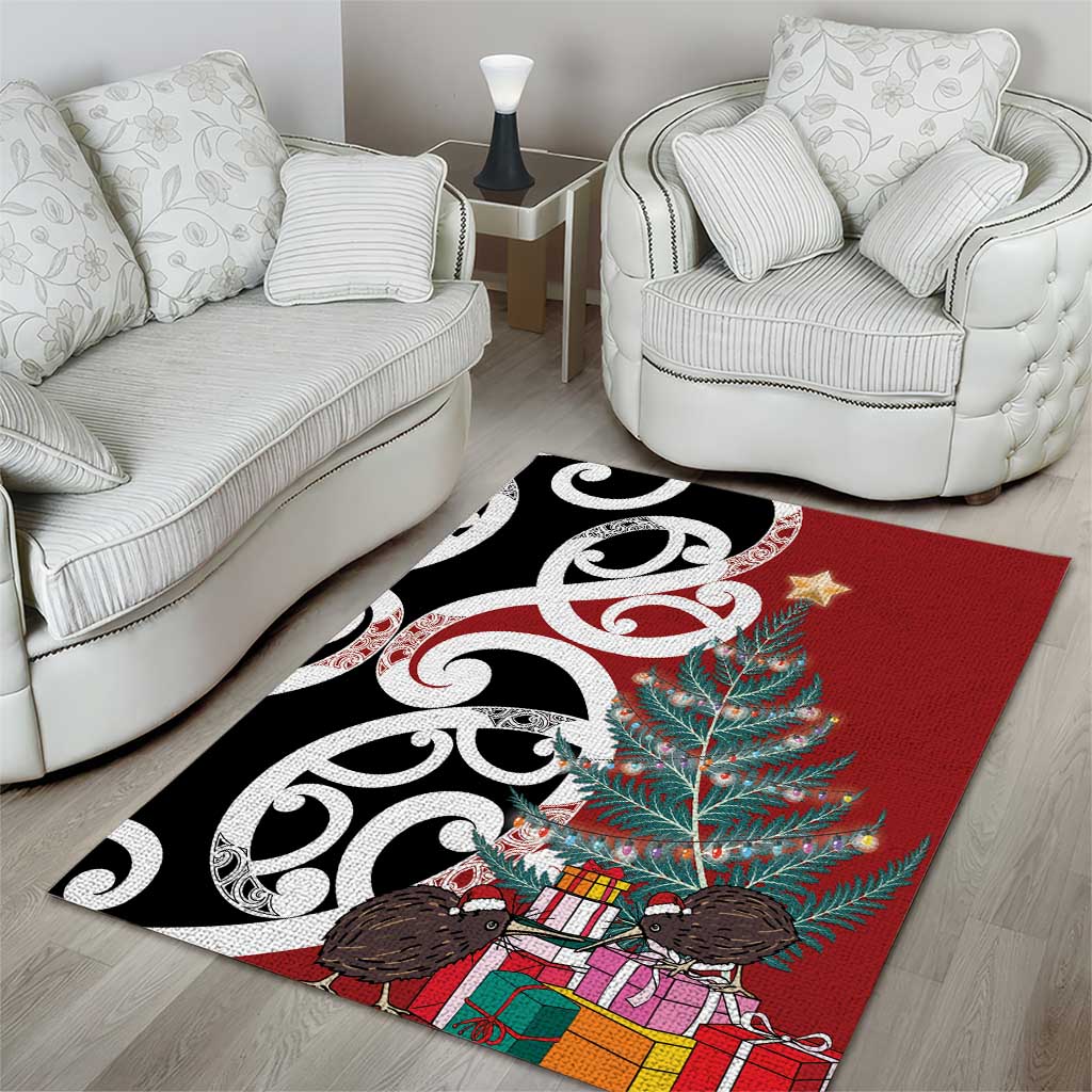 New Zealand Silver Fern Christmas Tree Area Rug Meri Kirihimete - Aussie Hoodie