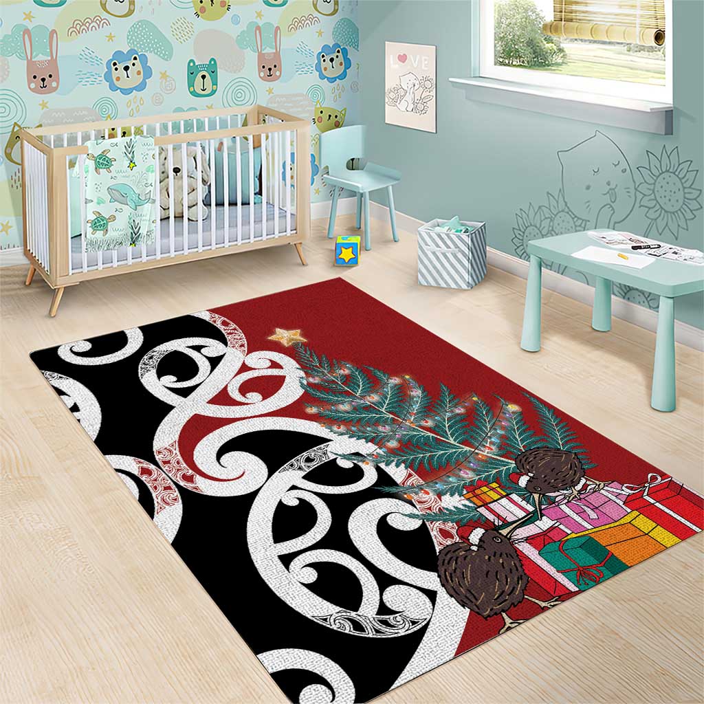 New Zealand Silver Fern Christmas Tree Area Rug Meri Kirihimete - Aussie Hoodie