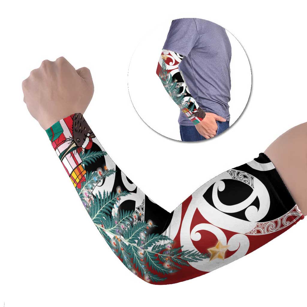 New Zealand Silver Fern Christmas Tree Arm Sleeves Meri Kirihimete - Aussie Hoodie