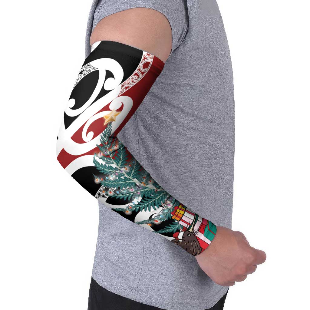 New Zealand Silver Fern Christmas Tree Arm Sleeves Meri Kirihimete - Aussie Hoodie