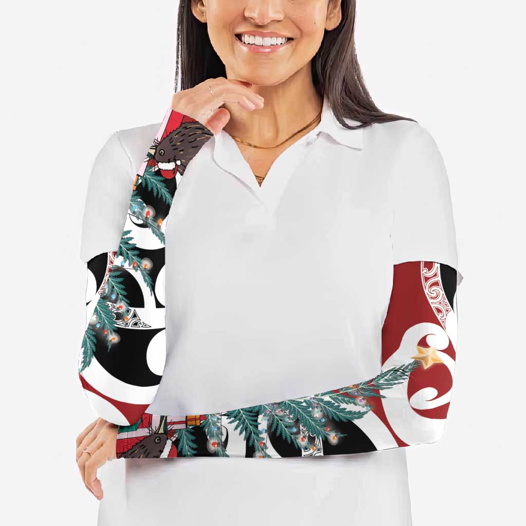 New Zealand Silver Fern Christmas Tree Arm Sleeves Meri Kirihimete - Aussie Hoodie