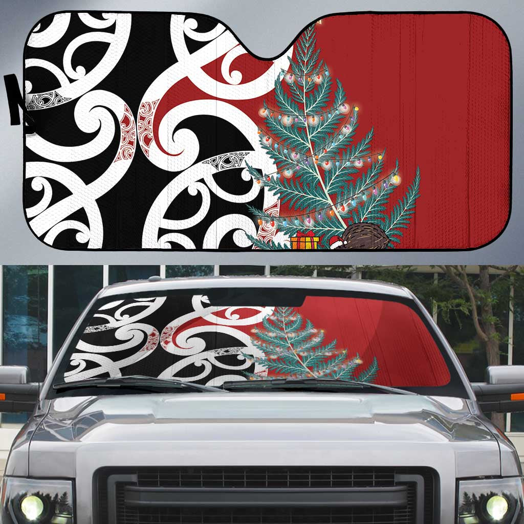 New Zealand Silver Fern Christmas Tree Auto Sun Shade Meri Kirihimete - Aussie Hoodie