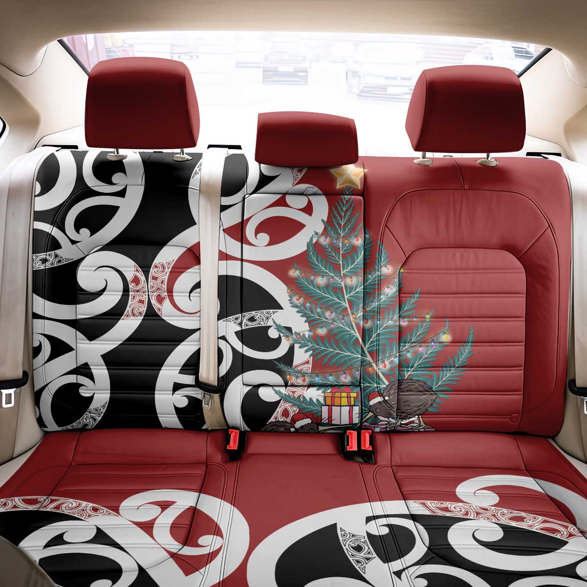 New Zealand Silver Fern Christmas Tree Back Car Seat Cover Meri Kirihimete - Aussie Hoodie