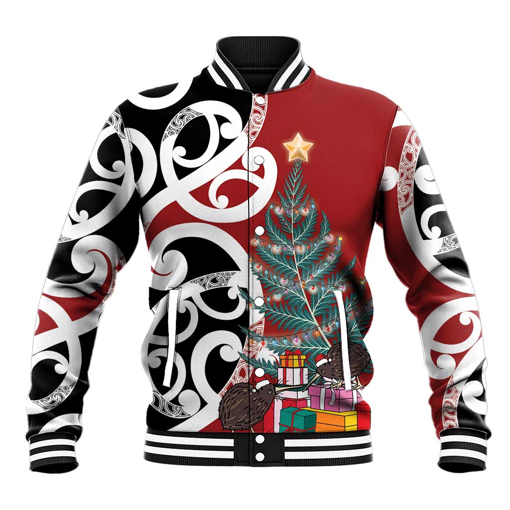 New Zealand Silver Fern Christmas Tree Baseball Jacket Meri Kirihimete - Aussie Hoodie