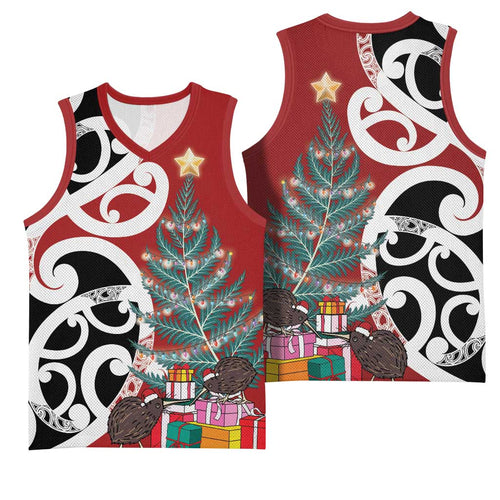 New Zealand Silver Fern Christmas Tree Basketball Jersey Meri Kirihimete - Aussie Hoodie