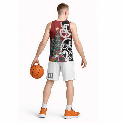 New Zealand Silver Fern Christmas Tree Basketball Jersey Meri Kirihimete - Aussie Hoodie