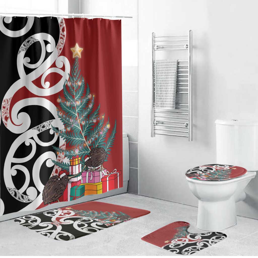 New Zealand Silver Fern Christmas Tree Bathroom Set Meri Kirihimete - Aussie Hoodie