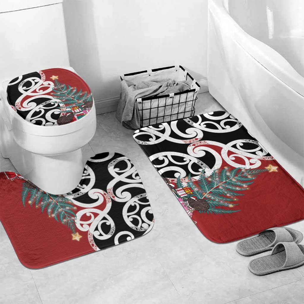 New Zealand Silver Fern Christmas Tree Bathroom Set Meri Kirihimete - Aussie Hoodie