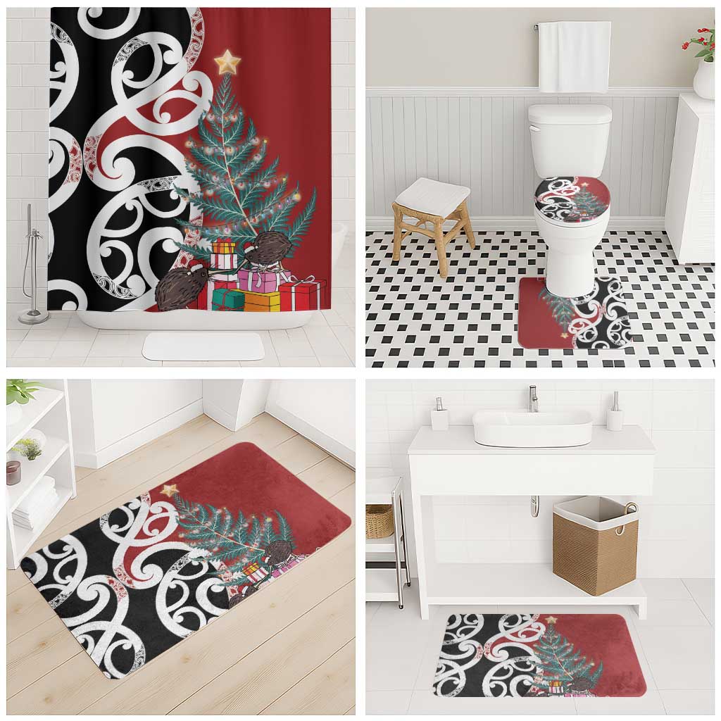 New Zealand Silver Fern Christmas Tree Bathroom Set Meri Kirihimete - Aussie Hoodie