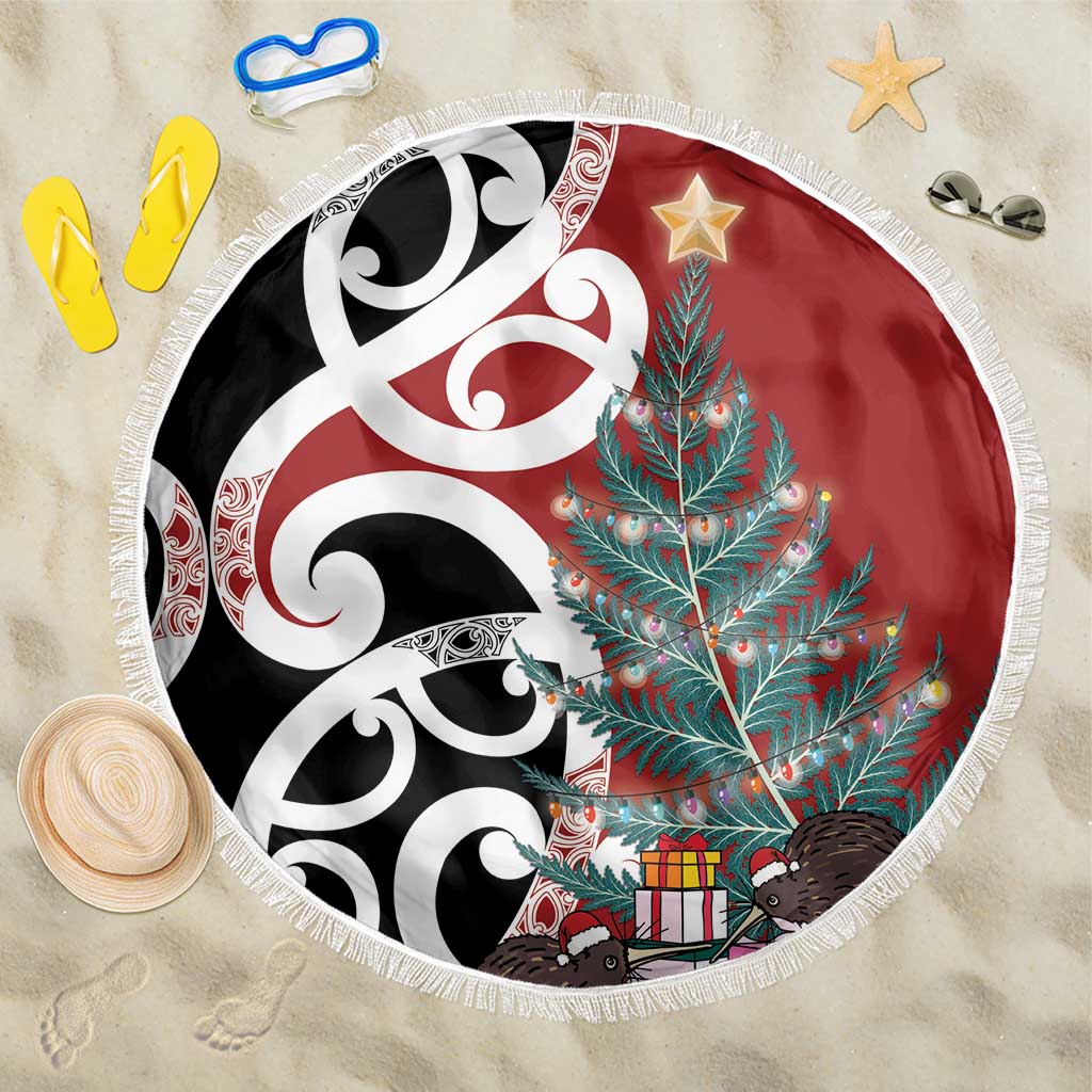 New Zealand Silver Fern Christmas Tree Beach Blanket Meri Kirihimete - Aussie Hoodie