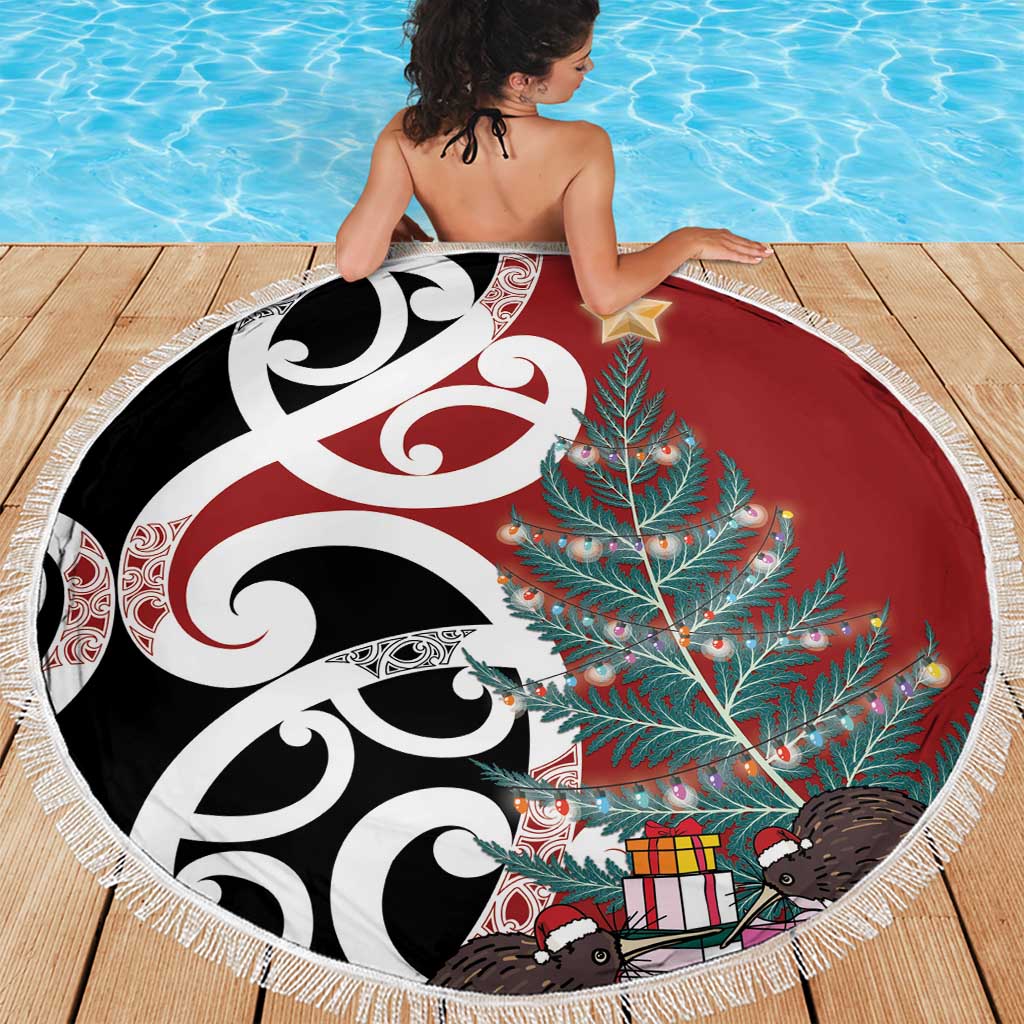 New Zealand Silver Fern Christmas Tree Beach Blanket Meri Kirihimete - Aussie Hoodie