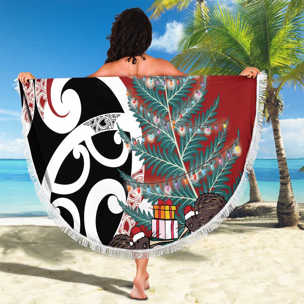 New Zealand Silver Fern Christmas Tree Beach Blanket Meri Kirihimete - Aussie Hoodie