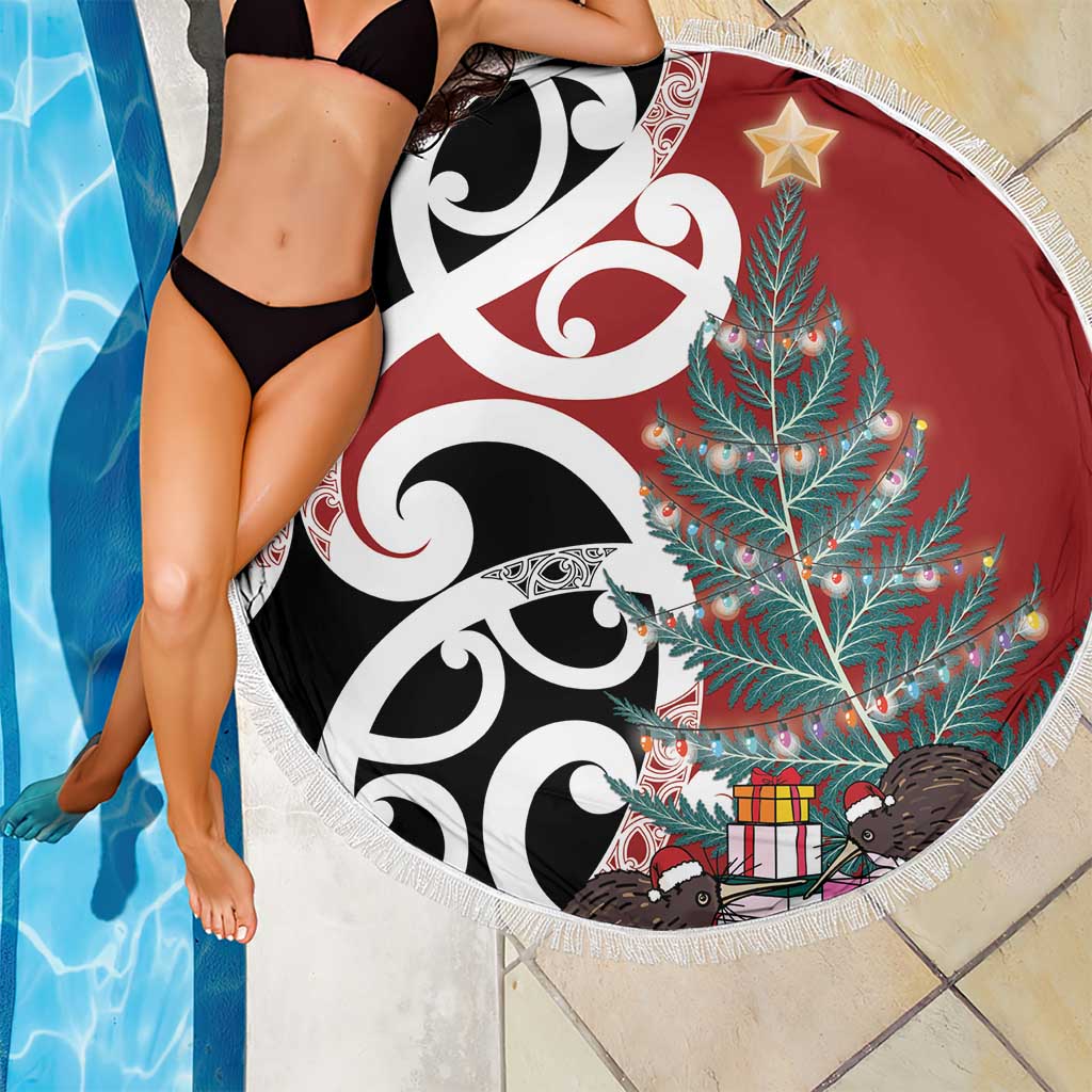 New Zealand Silver Fern Christmas Tree Beach Blanket Meri Kirihimete - Aussie Hoodie