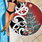 New Zealand Silver Fern Christmas Tree Beach Blanket Meri Kirihimete - Aussie Hoodie