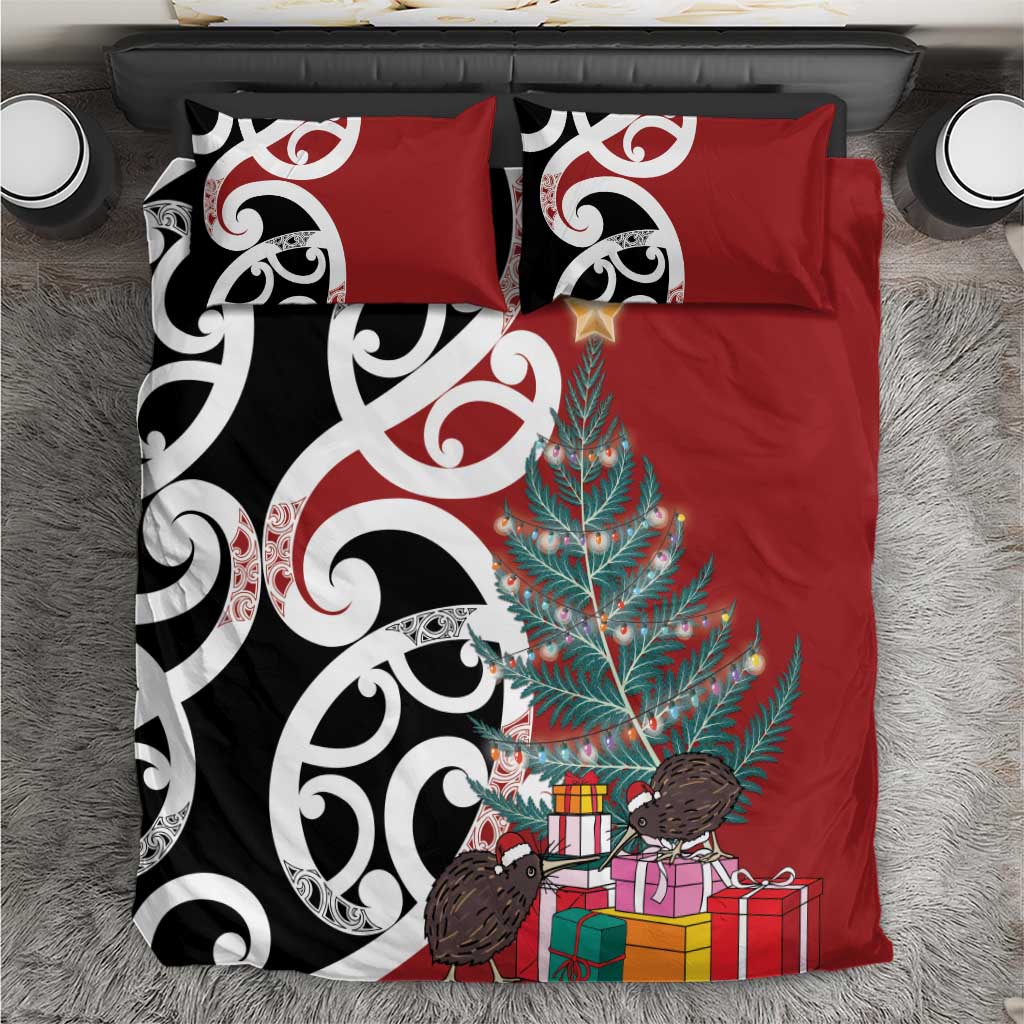 New Zealand Silver Fern Christmas Tree Bedding Set Meri Kirihimete - Aussie Hoodie