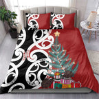 New Zealand Silver Fern Christmas Tree Bedding Set Meri Kirihimete - Aussie Hoodie