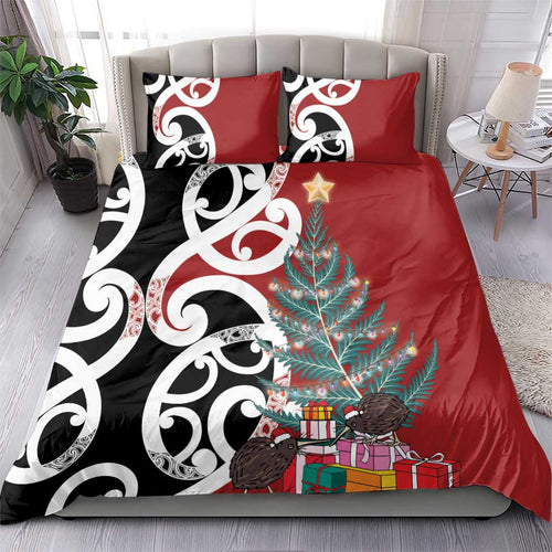 New Zealand Silver Fern Christmas Tree Bedding Set Meri Kirihimete - Aussie Hoodie