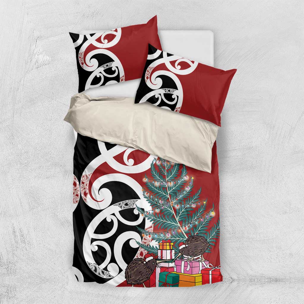 New Zealand Silver Fern Christmas Tree Bedding Set Meri Kirihimete - Aussie Hoodie