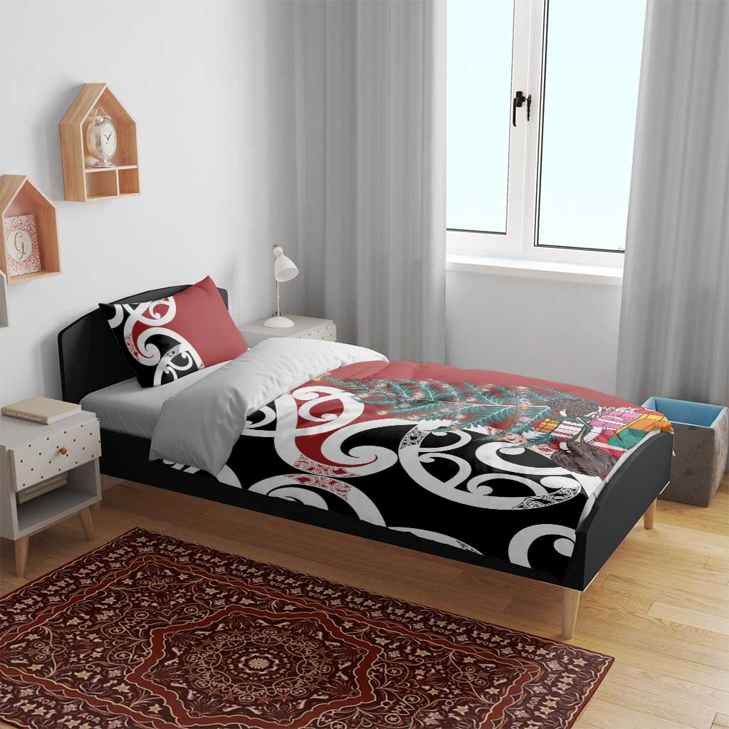 New Zealand Silver Fern Christmas Tree Bedding Set Meri Kirihimete - Aussie Hoodie