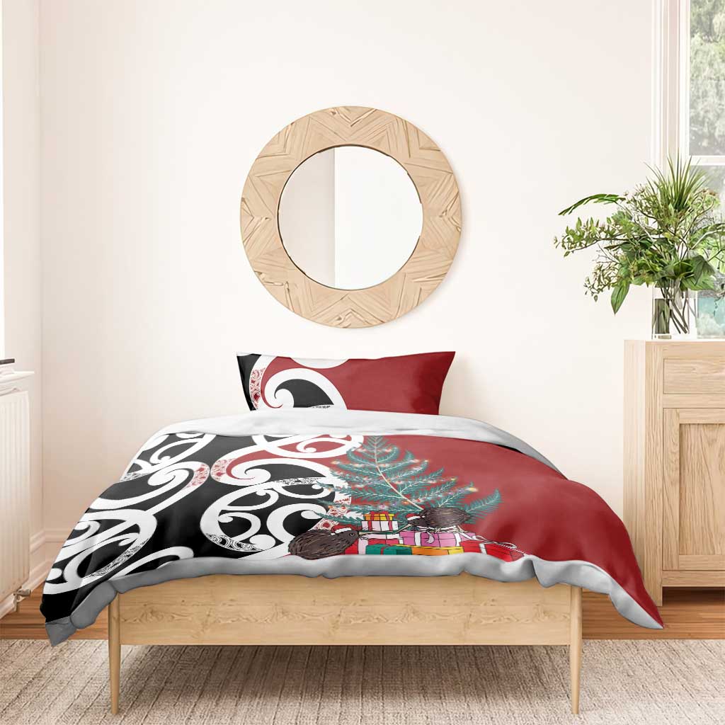 New Zealand Silver Fern Christmas Tree Bedding Set Meri Kirihimete - Aussie Hoodie
