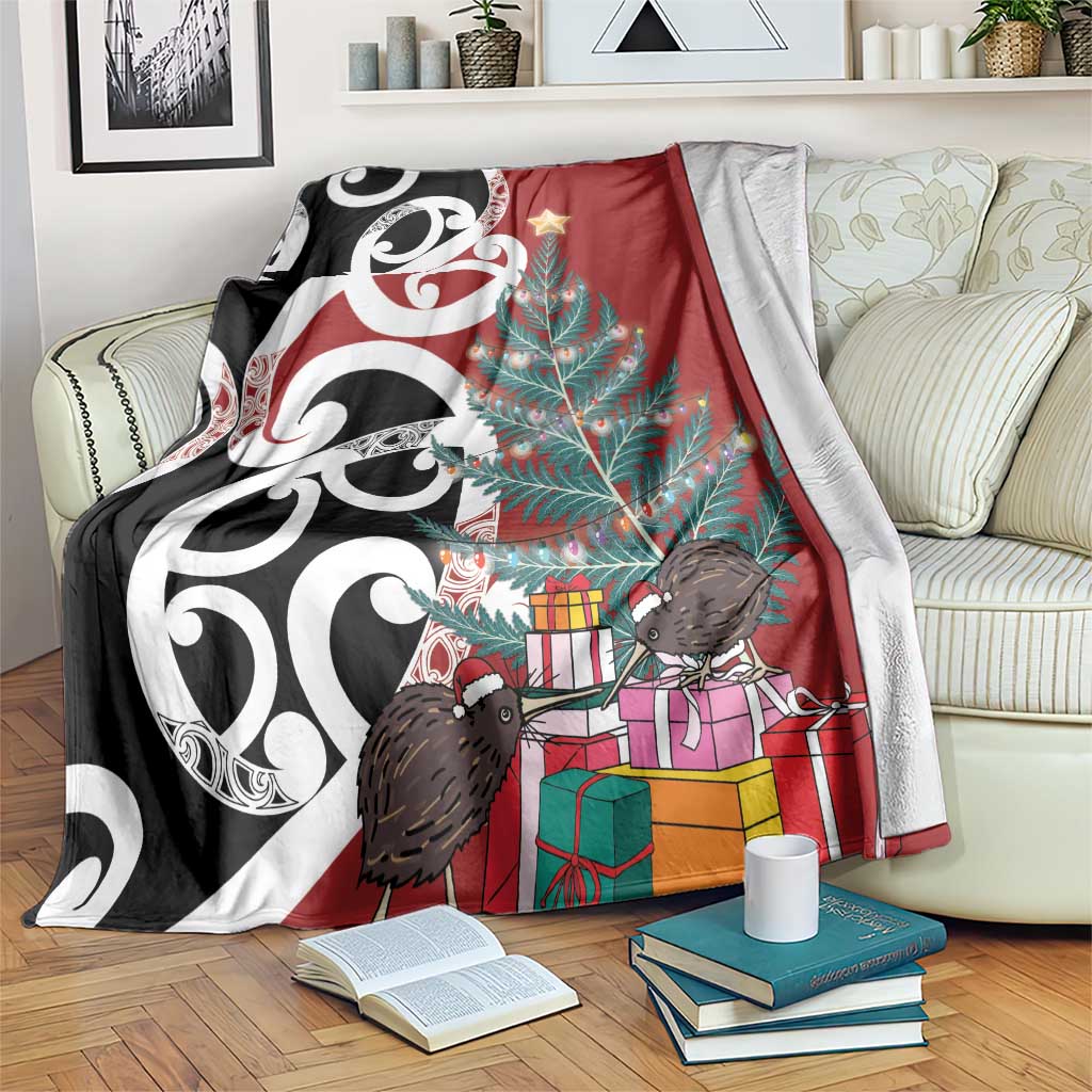 New Zealand Silver Fern Christmas Tree Blanket Meri Kirihimete - Aussie Hoodie