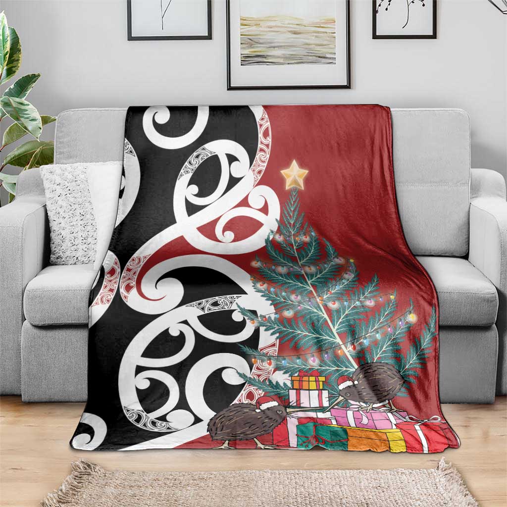 New Zealand Silver Fern Christmas Tree Blanket Meri Kirihimete - Aussie Hoodie