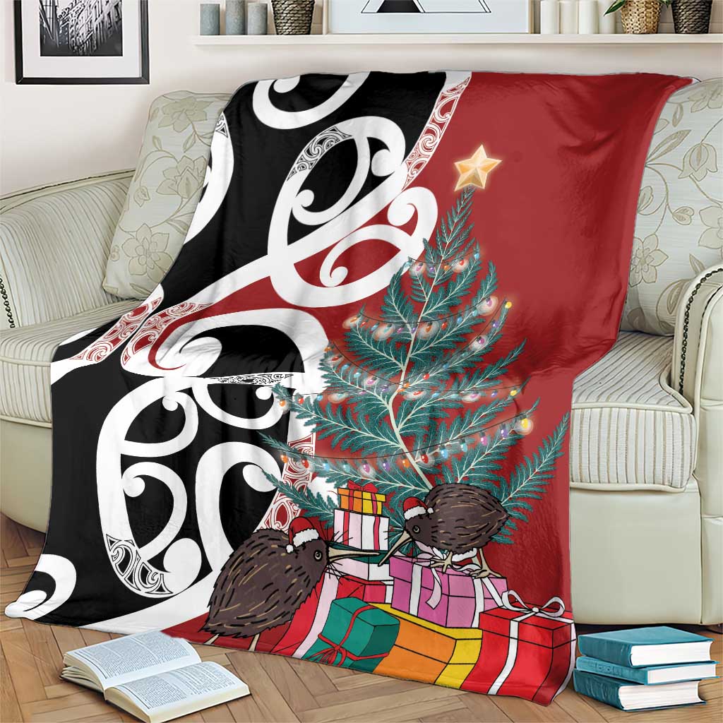 New Zealand Silver Fern Christmas Tree Blanket Meri Kirihimete - Aussie Hoodie