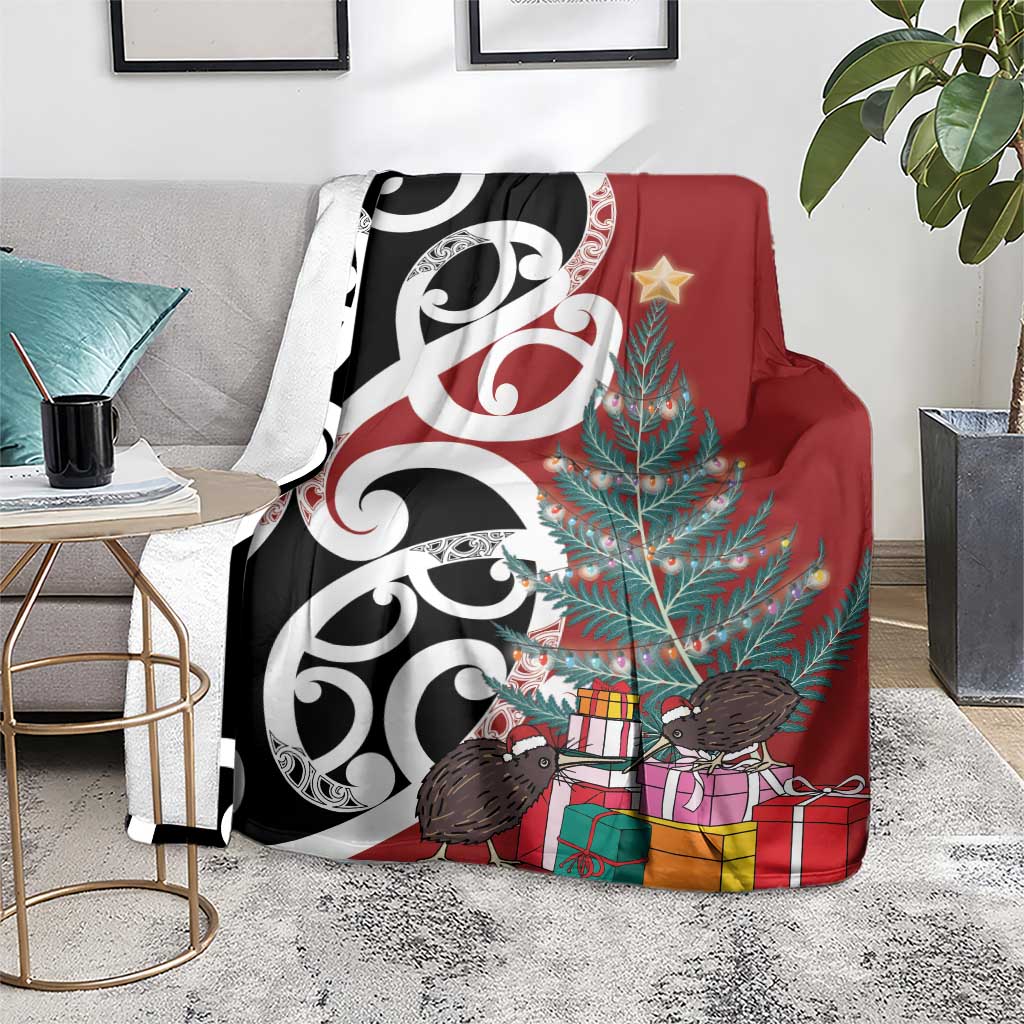 New Zealand Silver Fern Christmas Tree Blanket Meri Kirihimete - Aussie Hoodie