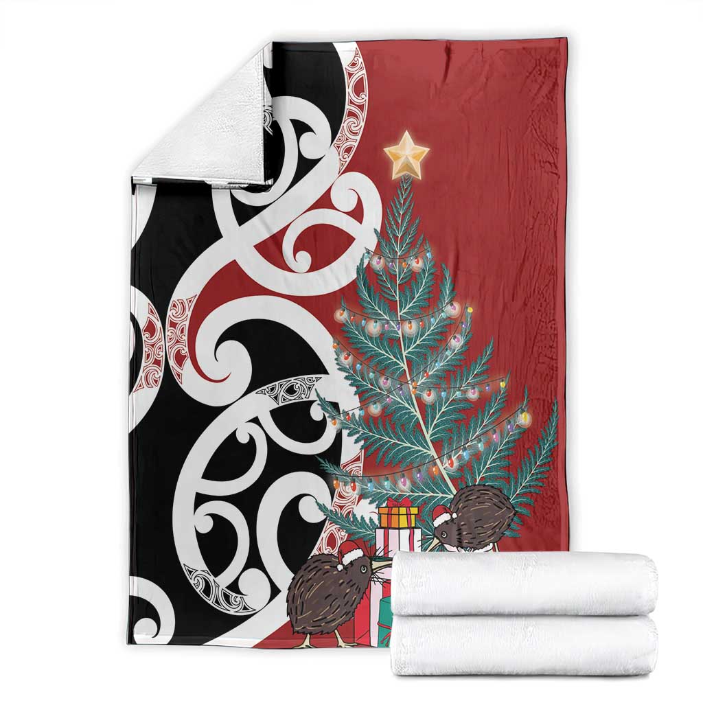 New Zealand Silver Fern Christmas Tree Blanket Meri Kirihimete - Aussie Hoodie