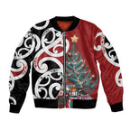 New Zealand Silver Fern Christmas Tree Bomber Jacket Meri Kirihimete - Aussie Hoodie