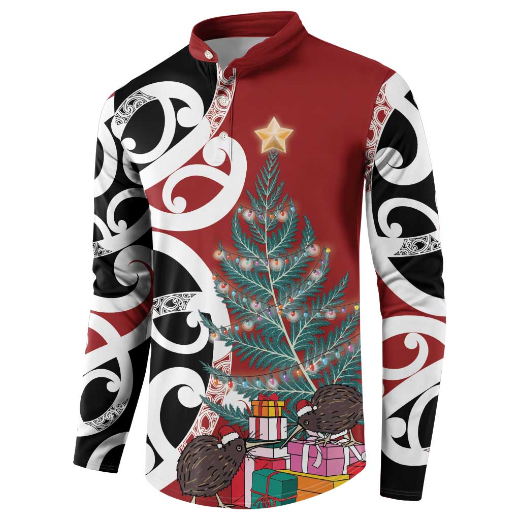 New Zealand Silver Fern Christmas Tree Button Sweatshirt Meri Kirihimete - Aussie Hoodie