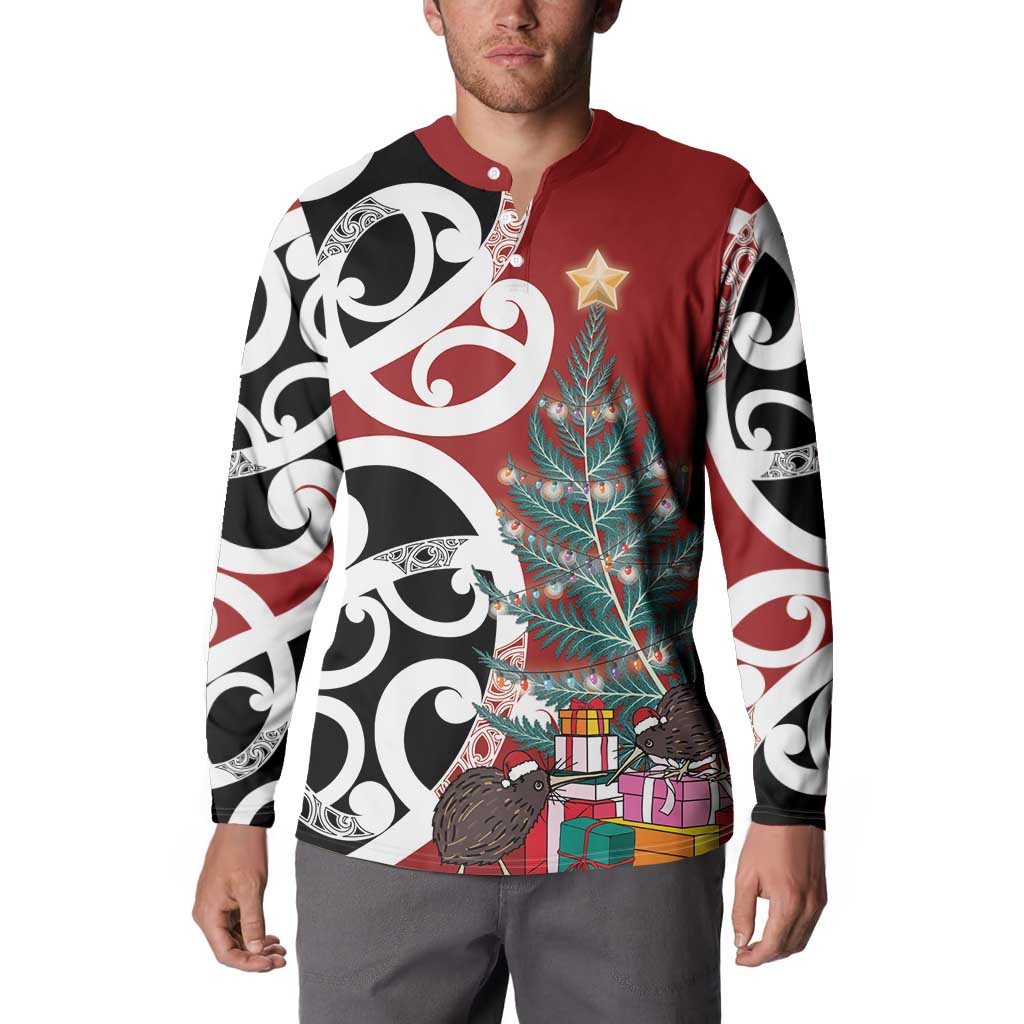 New Zealand Silver Fern Christmas Tree Button Sweatshirt Meri Kirihimete - Aussie Hoodie
