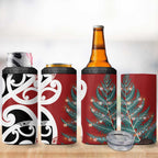 New Zealand Silver Fern Christmas Tree 4 in 1 Can Cooler Tumbler Meri Kirihimete - Aussie Hoodie