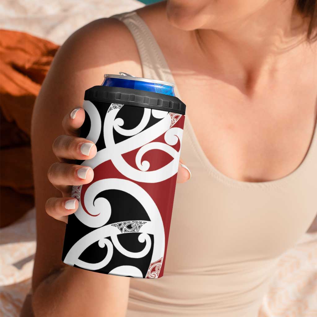 New Zealand Silver Fern Christmas Tree 4 in 1 Can Cooler Tumbler Meri Kirihimete - Aussie Hoodie