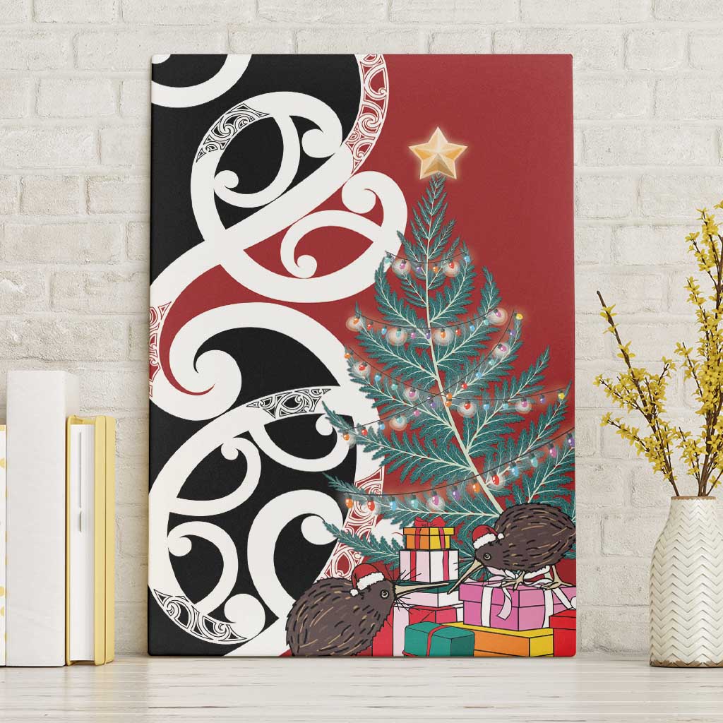 New Zealand Silver Fern Christmas Tree Canvas Wall Art Meri Kirihimete - Aussie Hoodie