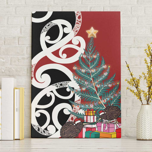 New Zealand Silver Fern Christmas Tree Canvas Wall Art Meri Kirihimete - Aussie Hoodie