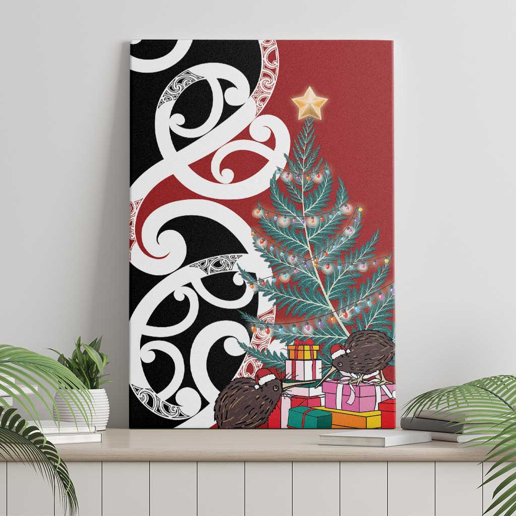 New Zealand Silver Fern Christmas Tree Canvas Wall Art Meri Kirihimete - Aussie Hoodie