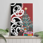 New Zealand Silver Fern Christmas Tree Canvas Wall Art Meri Kirihimete - Aussie Hoodie