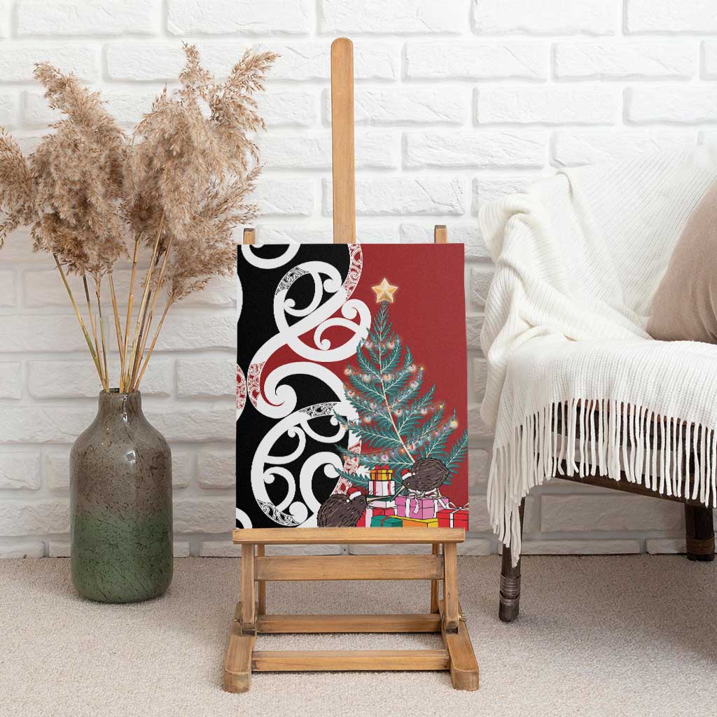 New Zealand Silver Fern Christmas Tree Canvas Wall Art Meri Kirihimete - Aussie Hoodie