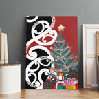 New Zealand Silver Fern Christmas Tree Canvas Wall Art Meri Kirihimete - Aussie Hoodie