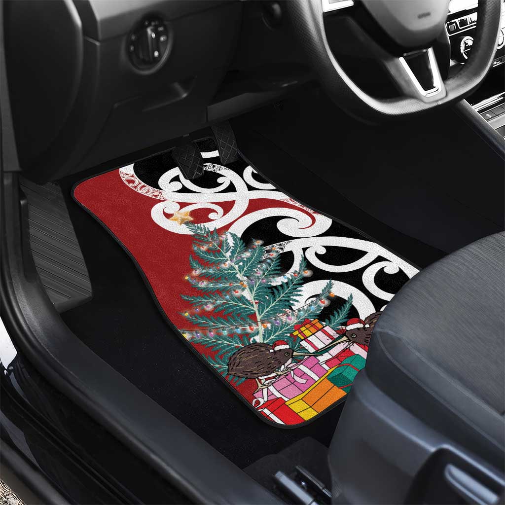 New Zealand Silver Fern Christmas Tree Car Mats Meri Kirihimete - Aussie Hoodie