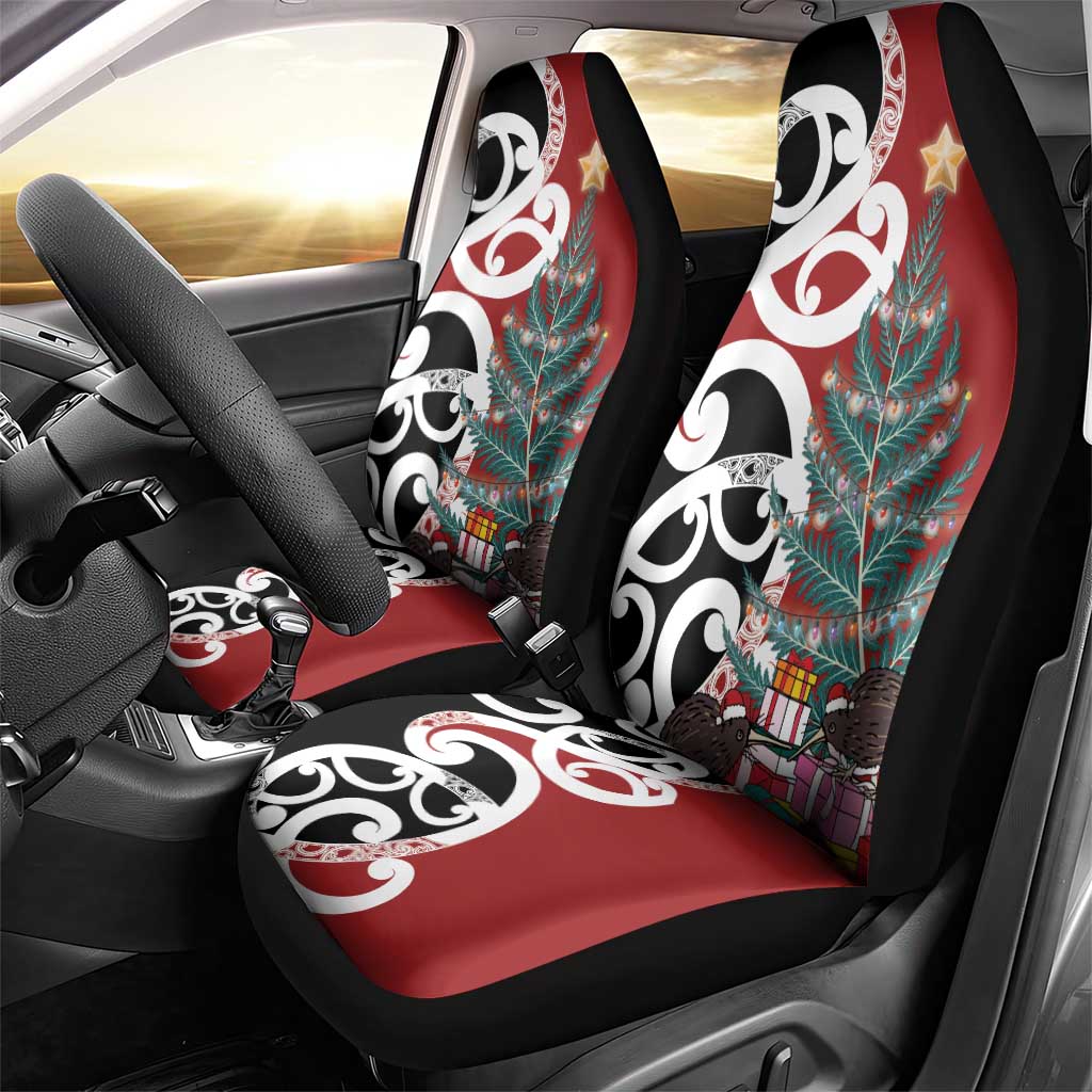 New Zealand Silver Fern Christmas Tree Car Seat Cover Meri Kirihimete - Aussie Hoodie